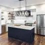 Henveton Industrial Kitchen Island Light, 4-Light Rectangular Farmhouse Pendant Lighting Vintage Hanging Fixtures Light Metal Caged Chandeliers for Dining Room