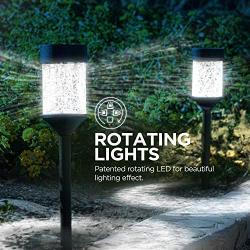 Home Zone Security Solar Pathway Light - Decorative Rotating LED Large Path Lights with Crackle Glass Housing, 2-Pack