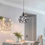 Crystal Pendant Light Mini Crystal Chandelier Lighting Metal Ball Lampshade Flush Mount Ceiling Lighting with Adjustable Hanging Cord for Kitchen Island Dining Room Bedroom Bar ,E26 Base,Black