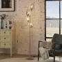 WOXXX Industrial Gold Floor Lamp with 4 Brush Black Finish Leaf Shade, Modern Tree Floor Lamps for Living Room Bedrooms Reading Standing Lamp Living Room Lamps Farmhouse Tall Lamp (4 Bulbs Included)