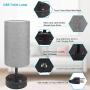 Table Lamp, Bedside Lamp with USB Port, 3 Way Dimmable Touch lamp, Table Lamps for Bedrooms, E26 LED Bulbs Included Nightstand Lamps, Small Desk Lamp with Grey Fabric Ideal for Living Room or Office