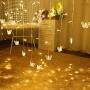 Curtain Butterfly String Light, 8 Modes 120 LED Curtain Fairy Lights, 14.8Ft Butterfly Twinkle Lights with Remote Control for Bedroom Weddings Christmas Tree Decoration (Warm White, 14.7ft x 1.9ft)