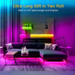 Volivo Bluetooth Led Strip Lights 50ft, Smart App Controlled Music Sync with Remote 5050 RGB Color Changing Led Lights for Bedroom, TV, Home