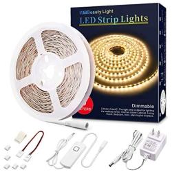 Led Strip Lights 16.4 Feet Dimmable Warm White Led Light Strip Flexible Led Tape Light Kits with 12v Ul Power Supply, Adhesive Clips, Dimmer Switch and Connectors