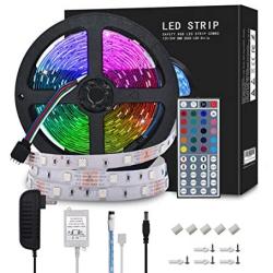 LEFUYA LED Light Strip 5050 RGB LED Strip 16.4ft LED Color Changing Strip Lights with Remote 44 Key,Flexible LED Strip Lights for Kitchen,Bedroom,Home,Bar,DIY Party Decoration