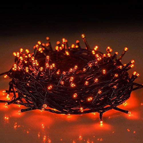 Twinkle Star 66FT 200 LED Indoor String Lights, Plug in String Light 8 Modes Waterproof for Outdoor Halloween Christmas Wedding Party Bedroom Decorations (Orange)