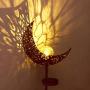 Solar Garden Stake Lights, Crackle Glass Globe with Hollowed-Out Metal Moon Molded,Solar Led Landscape Lights, Outdoor Waterproof Automatic On/Off Solar Powered Yard, Patio,Deck,Lawn Lighting Decor