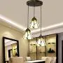 Tiffany Style Pastoral 3 Lights Pendant Lamp 10 Inch Vintage Green Leaves Stained Glass Shade E27 Ceiling Hanging Lights for Dining Room 110V-240