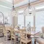 Farmhouse Chandelier, 4-Light White Wood Chandelier, Drum Chandelier for Kitchen Island, Dining Room, 20'' Diameter