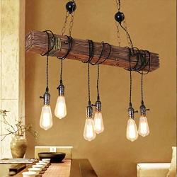 Farmhouse Lighting Rustic Chandelier Dining Room Lighting Fixtures Hanging Farmhouse Chandelier Chandeliers 6 E26 Bulb Sockets Industrial Suspension Light Line Can Be Adjusted Freely (with Switch)