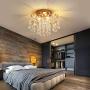 Q&S Small Chandelier, Modern Gold Mini Crystal Chandelier Ceiling Light Fixture for Bedroom,Hallway, Entryway ,G9 3-Light.