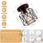 Tipace Industrial Vintage Semi-Flush Mount Ceiling Light, Rustic Metal Cage Close to Ceiling Light Fixture Brown for Hallway Stairway Bedroom Kitchen Farmhouse 3 Pack (Bulbs Not Included)