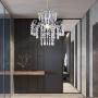 Q&S Mini Crystal Chandelier Modern Chrome Small Pendant Light Ceiling Fixture for Hallway Entryway Dining Room Kitchen Office, W11.8'',1 Light E26.