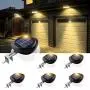 Solar Gutter Lights, Newest 9 LED Outdoor Fence Light Waterproof Wall Lamps for Garden Patio Driveway Deck Stairs (Yellow Light, Pack of 6)