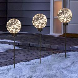 EAMBEITE 3PK Christmas Ball Pathway Lights with 45 LED Bulbs Decoration for Holiday Christmas Stake Lights on Outdoor Patio Yards Driveways Pathways