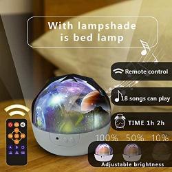 Kids Night Light, Remote Control Night Projector with LED Timer, 360°Rotating Planet Night Lighting Lamps Starry Galaxy Projector for Baby Bedrooms (Remote and Music)