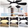 52'' Ceiling Fan with Light, Flush Mount Ceiling Fan Light with Remote Control, 3 Color Changeable, Adjustable Speed&Timing, Low Profile Fan Light for Living Room,Dining Room,Bedroom,Hallway (Black)