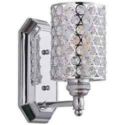 Doraimi 1 Light Crystal Wall Sconce Lighting with Plating Chrome Finish,Modern and Concise Style Wall Light Fixture with Polyhedral Crystal Shade for Bedroom Bathroom,LED Bulb(not Include)