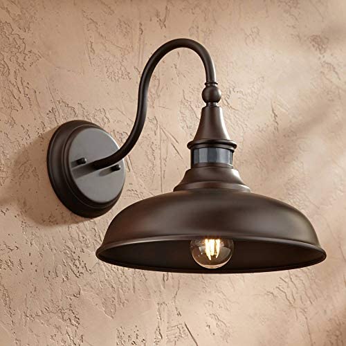 Gough Rustic Farmhouse Outdoor Barn Light Fixture Bronze 12 1/2'' Dusk to Dawn Motion Sensor for Exterior House Porch Patio Deck - John Timberland