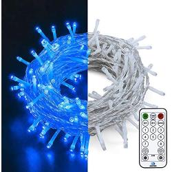 String Lights by Oopswow, 100 LED 39 FT 8 Modes Changing Lights Fairy String Light Connectable Christmas Light Plug in with Light Sensor,Remote Control Timer for Bedroom Indoor Party Outdoor,100L Blue