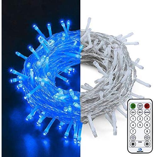 String Lights by Oopswow, 100 LED 39 FT 8 Modes Changing Lights Fairy String Light Connectable Christmas Light Plug in with Light Sensor,Remote Control Timer for Bedroom Indoor Party Outdoor,100L Blue