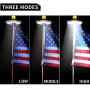 Solar Flag Pole Light, GRDE Upgraded 3 Modes Solar Flag Night Light - 48LED Downlight Lighting for 15 to 25 Ft Flag Pole Topper, Lasts for 8-10 Hours,Standard Silver Auto On/Off Solar Light
