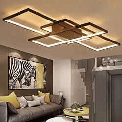 Modern LED Ceiling Lights Living Room Dining Room Ceiling Lighting Fixtures 3000-6500K Hanging Lamp Dimmable Remote Acrylic Rectangle Chandeliers Hotel Kitchen Bedroom Pendant Light,Black/105cm/65w