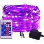 iiEASEST Purple Led Fairy String Lights Halloween Christmas, 100 LED 33 Feet Copper Wire Micro Mini Twinkle Starry Lights with Remote for Tree Bedroom Party Wedding Christmas Halloween Decoration