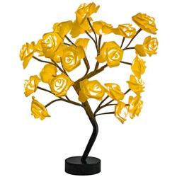 Hunputa Table Lamp Rose Flower Desk Tree Lamp for Wedding Living Room Bedroom Party Home Décor with LED Lights Gift for Girls Women Teens