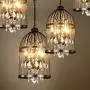 Sweety House New Snowflake Customized 9-lamp Chandelier, Simple postmodern Crystal lamp, Creative net red Dining Room Lighting Chandelier(Birdcage Crystal Light)