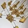 Hanging Pendant Light Fixture-8 Light Rectangle Clear Brass Modern Chandelier for Dining Room, Bedroom, Foyer and Entryway