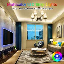 LED Strip Lights,16.4ft/5M LED Color Changing Strip Lights with 24-Key Infrared Remote Control, RGB SMD 5050 Dimmable Flexible LED Tape Lights for Home, Bedroom, Kitchen DIY Decoration