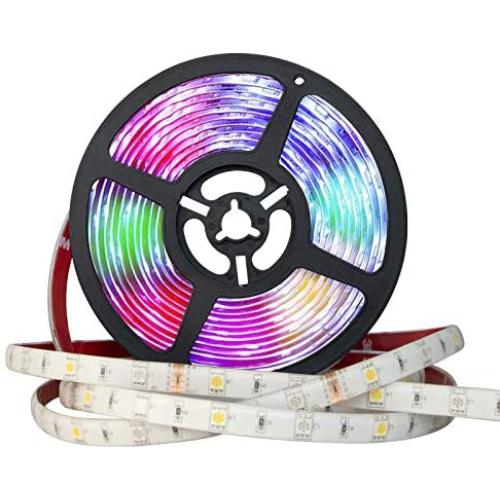 LED Strip Lights, 16.4ft RGBW Color Changing LED Lights Strip, 5050 180LEDs Flexible LED Tape Light with 44-Key IR Remote Controller and 12V Power Supply, Ideal for Home Bedroom and Holiday Decoration