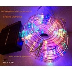 DLTND Solar Rope Lights Outdoor Waterproof IP67 100LED String Lights Christmas Lights PVC Tube Fairy Lights for Pool Garden Yard Patio Gazebo Awning Xmas Tree Party Wedding Camping(Mlti-Clr5 Clear)