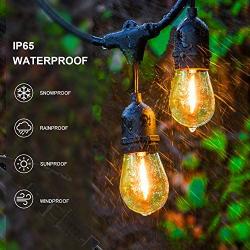 Svater Outdoor Led String Lights,50FT with 15pcs E26 Socket,16pcs S14 Clear Glass Bulbs,1 Watt Dimmable 2700K Warm White,IP65 Waterproof,Commercial Grade Patio Lights