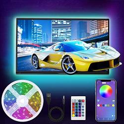 Bluetooth LED Strip Lights Color Changing Rope Light with Remote Controller,2M/6.56ft 5V USB Powered Flexible TikTok Light Strip,SMD 5050 RGB,Suitable for 40-60in HDTV/PC Monitor Backlight