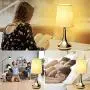 Table Lamp, Deeplite 3 Way Dimmable Bedside Lamps, Silver Touch Control Lamp Set of 2 for Bedroom, Living Room (6W LED Bulb Incuded)