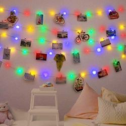 Photo Clips String Lights 33 Feet 100 LEDs Fairy String Lights Battery Operated with 60 Clear Clips for Hanging Pictures with Timer and 8 Lighting Modes for Bedroom Wall Decoration (Multicolored)