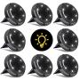 Solar Ground Lights Outdoor,10 LED Outdoor Ground Lights Solar Powered,Waterproof Solar Disk Lights Outdoor Inground Lights,Solar Garden Landscape Lights for Pathway Walkway Patio Yard,8 Packs