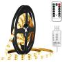 echosari USB Led Strip Lights with Remote, 2m 60Led, 8 Modes, 3 Timer Options, Dimmable, Cuttable, Self-Adhesive, Waterproof, Warm White Led Lights Strip for Bedroom Cabinet Cupboard Shelf Decor
