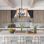 Wellmet Farmhouse Dining Room Lighting Fixtures Hanging 4-Light, Rustic Chandelier Kitchen Island Foyer Entry Pendant Light in Distressed Wood and Black Metal Finish