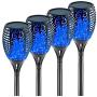 arzerlize Tiki Torches,Solar Flame Lights Outdoor LED Lamp Flickering Flame Dancing Waterproof Garden Landscape Yard Pool Lawn Driveway Path Decoration Outside Decorative Camping Ornaments Blue 4/P