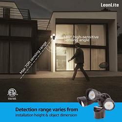 LEONLITE LED Security Lights Motion Sensor Light Outdoor, 3-Head Flood Light, 30W(250W Equiv.), IP65 Waterproof, 3000K Warm White, ETL Listed Outdoor Lighting for Patios, Garage, Decks, Bronze