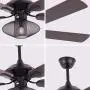 52'' Modern Ceiling Fan Light with Remote Control Mid-Century LED Chandelier Fan for Living Room Dining Room Bedroom …