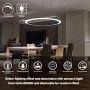 Royal Pearl Modern LED Chandelier Dimmable 1 Ring Acrylic Contemporary LED Pendant Light for Dining Room Living Room, Cool White 6000K, Silver