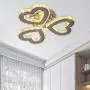 Modern Crystal Chandelier LED Ceiling Light 3-Heart Shape Chandelier Lighting Fixture Flush Mount Pendant Light for Bedroom Living Room Hallway Hobby,Warm White