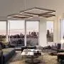 LAKIQ Modern Dimmable LED Chandelier with Remote 68W/125W Aluminum Pendant Lighting Fixture Suspended Lamp for Living Room Bedroom Dining Room (Stepless Dimming, Three Tier)