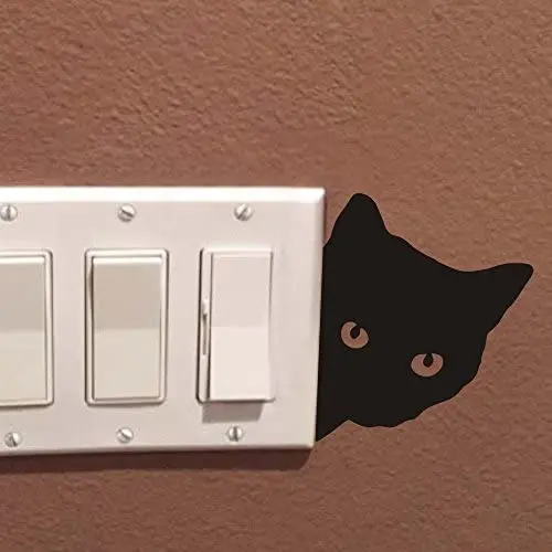 FlWallD Cat Switch Plate Wall Decal Kids Room Living Room Bedroom Light Switch Vinyl Sticker Funny Wall Decor,Pack of 4