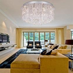 Modern Crystal Raindrop Chandelier Lighting Flush Mount LED Ceiling Light Fixture Pendant Lamp for Dining Room Bathroom Bedroom Living Room G4 Bulbs