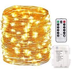 66 Feet 200 Led Fairy String Lights Battery Operated with Remote Control Timer Waterproof Copper Wire Twinkle String Lights for Bedroom Christmas Parties Wedding Decor Warm White